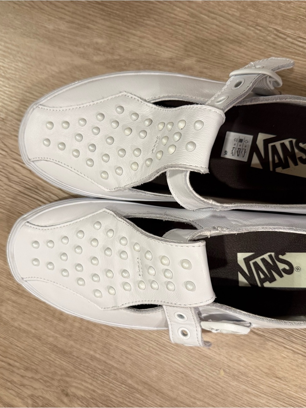 Vans White Studded Slip-On Sneakers with Strap